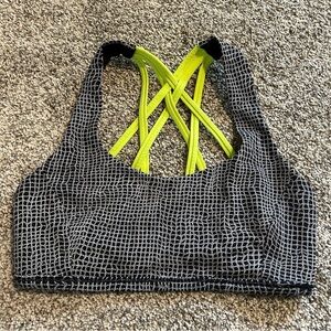 Lululemon Sports Bra Black White Neon Lemon Lime Size 4